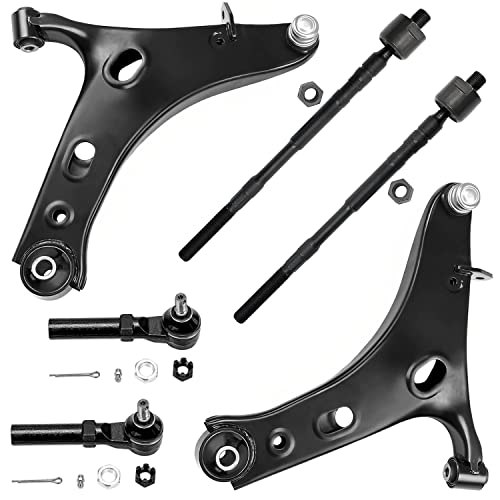 Image of Detroit Axle - Front Lower Control Arms w /Ball Joints Inner Outer Tie Rod Ends Replacement for 2014-2018 Subaru Forester - 6pc Set