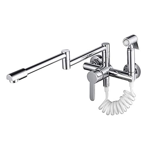 Mitigeur de cuisine chaud et froid mural avec entraxe 6 pouces et bec orientable - 2