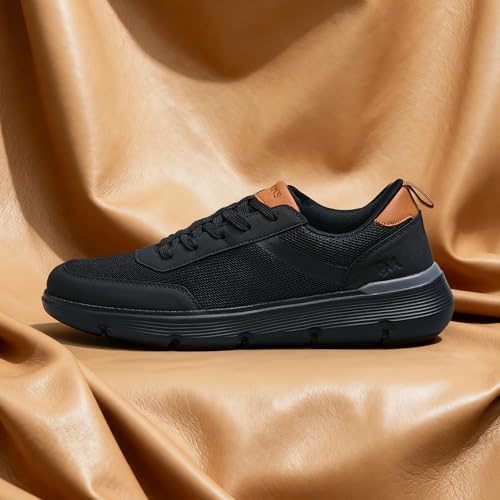 Image of Neeman's Melange Dress Sneakers for Men | Breathable Mesh & Faux Leather Upper | Lightweight EVA Sole with Natural Rubber | Stylish Lace-Up Sneakers for Travel & Everyday Casual Comfort