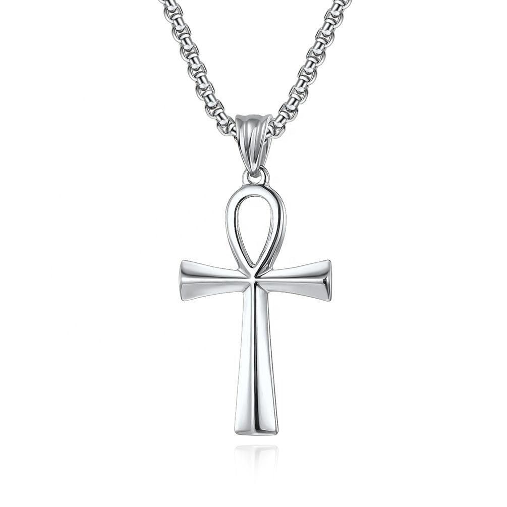 RCW Men’s Cross of Jesus Christmas Pendant Locket with Stainless Steel Silver Neck Chain for Couple Gifts Set | Boyfriend Girlfriend Lockets | Pendant Set for Women & Girls