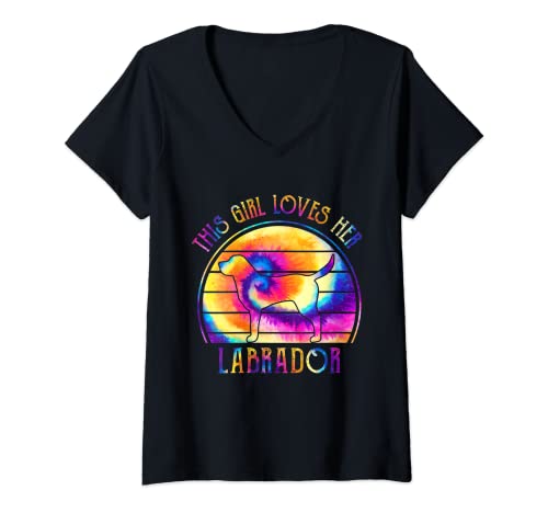 Mujer This Girl Loves Her Labrador Retriever Dog Tie Dye Puppy Camiseta Cuello V