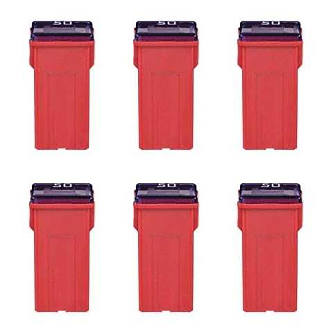 6 Pieces Tall Standard Fuses 50 amp JCase Box Shaped Fuse Compatible for Ford Chevy GM Nissan Toyota Pickup Trucks Cars SUV Cover