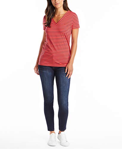 Nautica-Womens-Easy-Comfort-V-Neck-Striped-Supersoft-Stretch-Cotton-T-Shirt