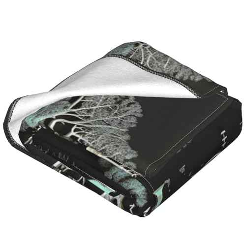 Couverture flanelle douce imprimé arbre pour soirées cocooning lit
