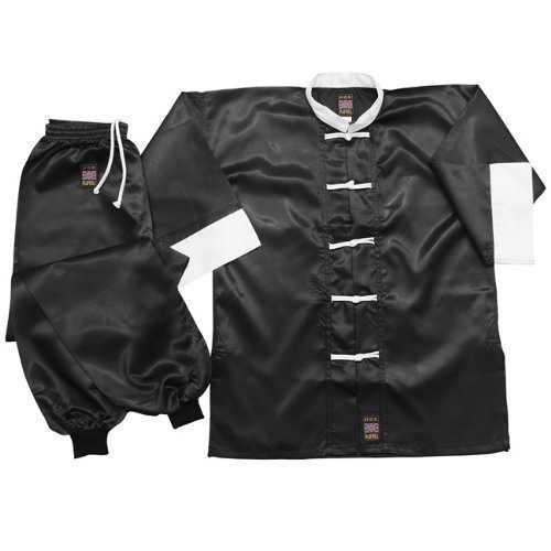 Uniforme de Kung Fu 100% coton tenue arts martiaux bicolore noir et blanc taille 4 170 cm