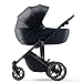Kinderwagen Kinderkraft Prime 2 + Babyschale + Schutzhülle für Auto Mink Pro, Venezianisches Schwarz