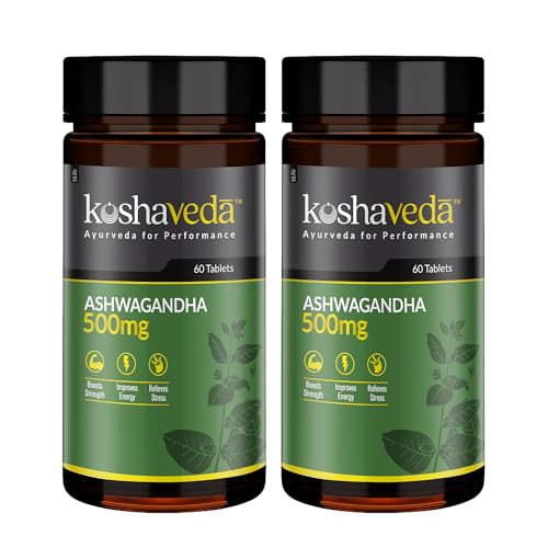 Image of Koshaveda Ashwagandha 500mg (60 Tablets Each, Pack of 2) | Ayurveda for Performance, Ayush Approved, High Strength Potent Formula | Boost Muscle Mass & Strength, Enhance Immunity