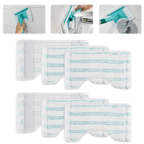 6 Pièces pour Leifheit Housse de Rechange pour Balai Nettoyeur de Douche Bath Cleaner Micro Duo Kit,20x12,5cm Microfibre pour Leifheit Bath Cleaner Micro Duo...