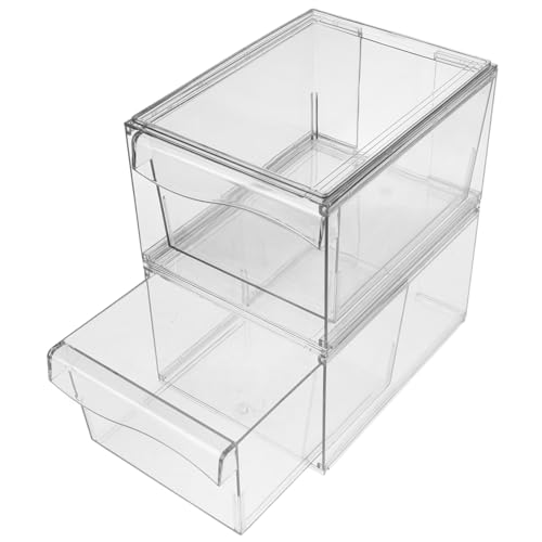 Hemobllo 2Piezas Caja de Cosméticos Acrílica Apilable de Organizador de Maquillaje Transparente para Almacenar Joyas y Artículos Pequeños Escritorio