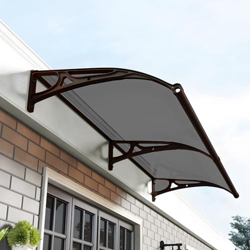 MKORMK Aluminum Bracket Awning Canopy - Black Exterior Window & Door Cover for Sun, Rain, Snow...