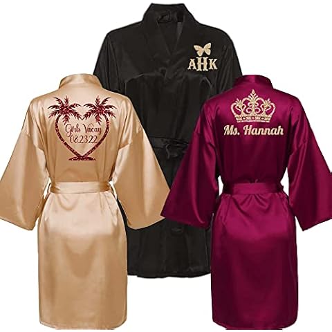 Custom Womens Robe, Sizes S-5XL, Bridesmaid Robes, Personalized Robes for Birthdays, Quinceaneras Etc., Add Symbols, Text, Monograms, Champagne Gold, S/M Cover