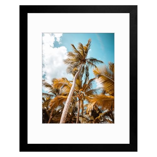 Image of Frametory, 11x14 Picture Frame with Mat for 8x10 Photo - High Definition Glass Wide Molding - Preinstalled Wall Mounting Hardware (Black, 1 Pack)