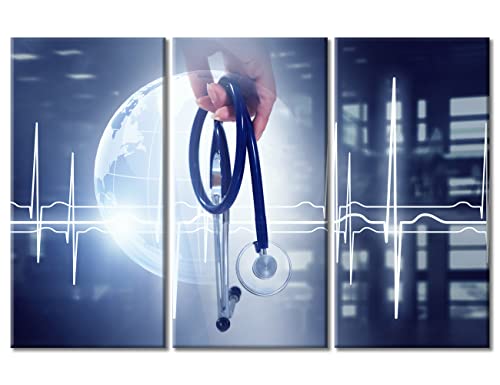 Image of TUMOVO Modern Medicine Concept Poster Wall Art for Living Room 3 Piece Clinical Laboratory Wall Art Modern Artwork Canvas Wall Art Posters and Prints Framed Ready to Hang, 60 inch Wx40 H