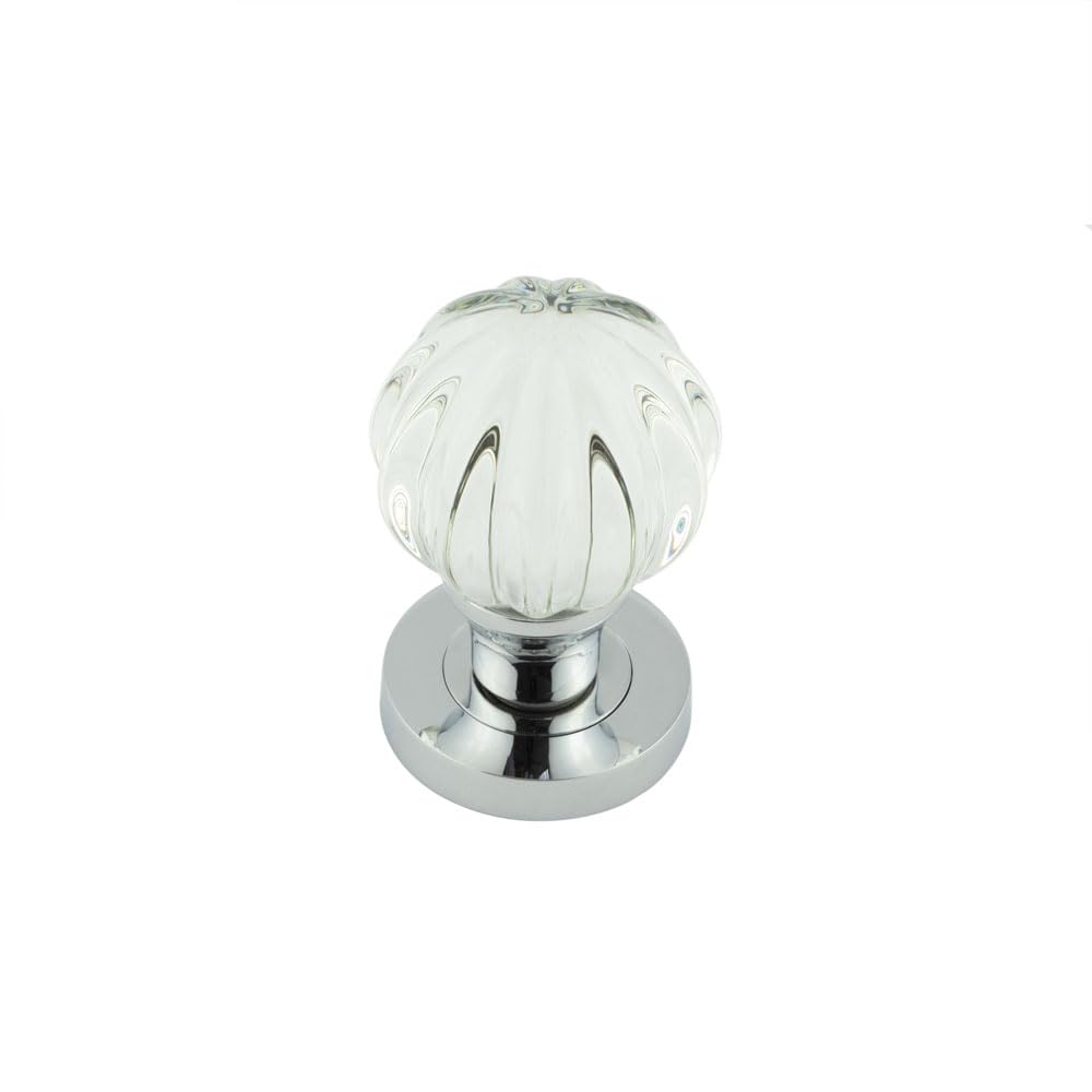 Ironmongery Solutions® Pumpkin Glass Mortice Door Knob Set Traditional Interior Door Furniture Fixings Included (Polished Chrome)