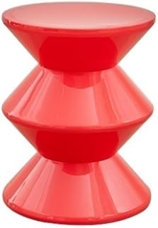 Creative Plastic Round Table & Hourglass Stool Multi-Functional Sofa Side Table Coffee Table for Boudoir Living Room All Occasion(Rojo)