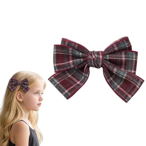 Pinzas para cabello con lazo a cuadros rojos estilo británico Borhmty miniatura 1