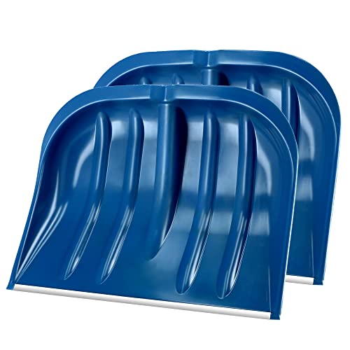 KADAX Schneespaten, 49 cm breit, Schneeschaufel ohne Stiel, Schneeschieber, Schneeräumer, Kunststoffschneeschaufel, Schneeschippe (2, Blau mit Alukante)