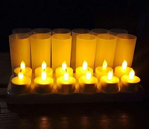 LED Rechargeable Candles (12 Pack), Electronic Candle Tealights, Flameless Tea Lights, Battery Operated/Powered Candle Light, No Fire Risk, NO Dropped Wax NO Mess, Windproof