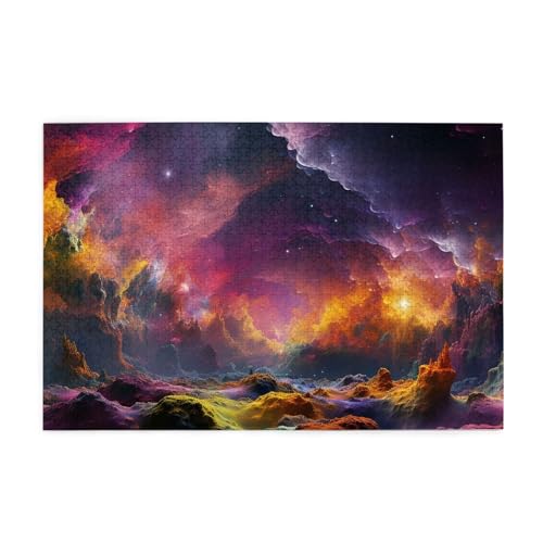 Puzzle 1000 pièces adulte personnalisé en bois motif espace coloré