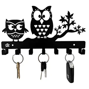 HeavenlyKraft Heavy Duty Steel Owl on Maple Tree Wall Mounted Coat Rack/Coat Hanger/Coat Hook/Decorative Metal Hook/Towel Hanger/Bathroom Hanger/Kitchen Towel Hanger (Owl Duo 7 Hooks)