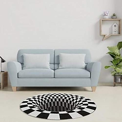 Tapis Décoratif 3D Noël Père Noël – 140 X 140 Cm – Motif Tourbillon Bonbons Antidérapant – Déco Salon Entrée