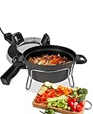 Total Chef Czech Cooker The Ultimate Electric Oven with Adjustable Thermostat Versatile Cooking Options Efficient Heating Non-Stick Pot Portable Design and Heat-Safe Stands