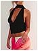 Floerns Women's Sleeveless Halter Tops Deep V Neck Going Out Tank Top with Scarf Black Small