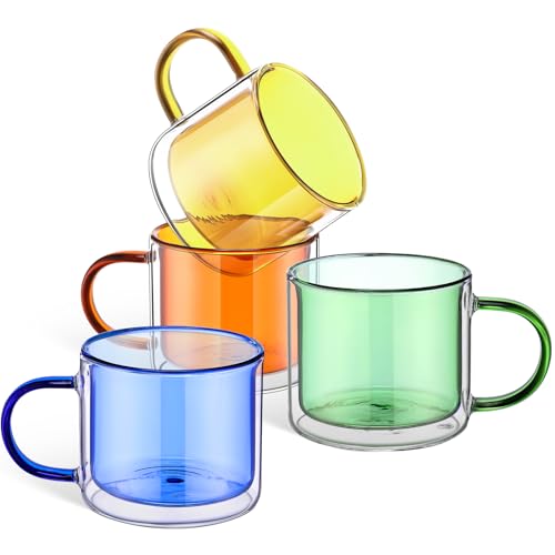 Domensi 4 Pcs Double Wall Coffee Mugs 10 Ounce...