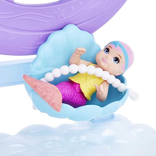 Barbie Coffret Dreamtopia Babysitting au Fond de l’Océan, avec poupée sirène Cheveux Violets, Queue Rose et Violette et Accessoires, Jouet Enfant, Dès 3 Ans, HLC30