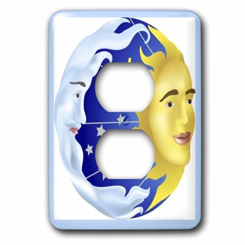 Prise de courant double avec housse décorative Soleil Lune Étoiles - 2