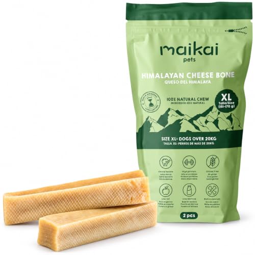 MAIKAI Queso del Himalaya para Perros, Mordedor Natural, Pack 2 Talla XL | Snack duro y duradero para una masticación prolongada, ideal para perros grandes. Pack de 2 unidades.