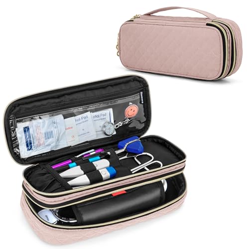 Image of Damero Double Layer Stethoscope Case Compatible with 3M Littmann /ADC /Omron Stethoscope, Stethoscope Carrying Case Travel Bag for Nurse Accessories, Misty Rose