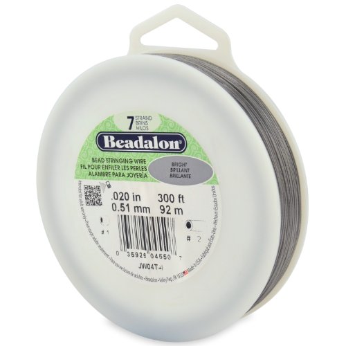 Beadalon Bead Stringing Wire | 7 Strand Stainless Steel Jewelry Making Cable | Flexible Nylon Coated Kink Resistant Craft Line | for Necklaces Bracelets Beading Supplies | 0.020 in 300 f
