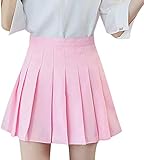 Girls Women High Waisted Plain Pleated Skirt Skater Tennis School Uniforms A-line Mini Skirt Lining...