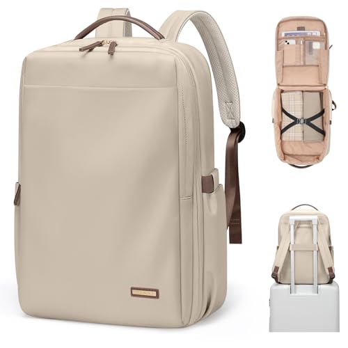 GOLF QUALITY Handgepäck Rucksack Flugzeug, Groß Reiserucksack Damen Kofferrucksack für 17.3 Zoll Laptop, Travel Backpack für Reise Geschäftsreise Business Wandern Weekend Aprikose