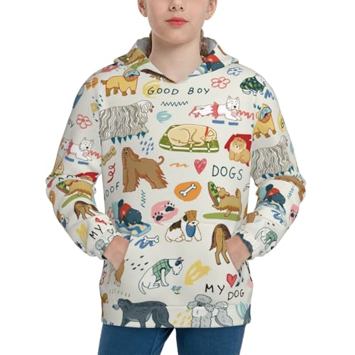 Dogs Funny Pets Kid Hoodies Boys Sweatshirts Girls Pullover with Pocket