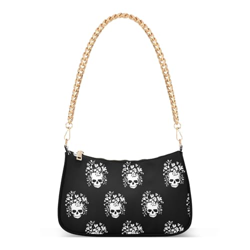 Clutch Shoulder Bags Tote Evening Purse Handbags for Women Skeleton Black White Hobo Bags with Zipper Closure