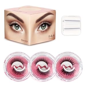 Geecent Self Adhesive Eyelashes Reusable No Glue Needed, Natural Look Waterproof Soft Wispy False Lashes Easy Press On (3 Pairs)