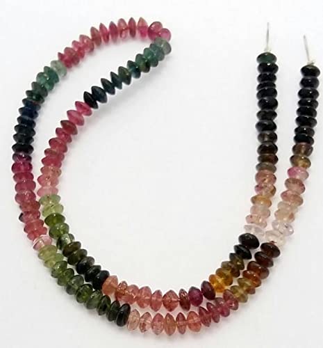 Tourmaline saucer beads de 5 mm en rang de 14" de qualité supérieure