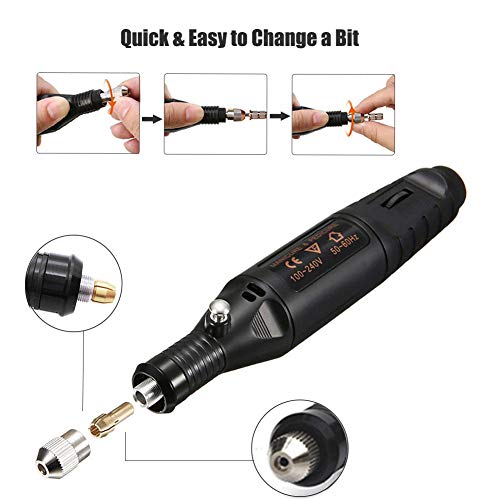 Afantti Mini Rotary Tool Electric Grinder Sander Engaver Drill Pen Kit Set Corded with | Stepless Speed | 106 Accessories | for Small Light Crafts & Projects - Thumbnail 4