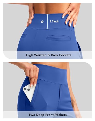 Image of SANTINY Women's 9 inch High Waisted Bermuda Shorts with 4 Pockets Knee Length Long Shorts for Women Workout Athletic Casual