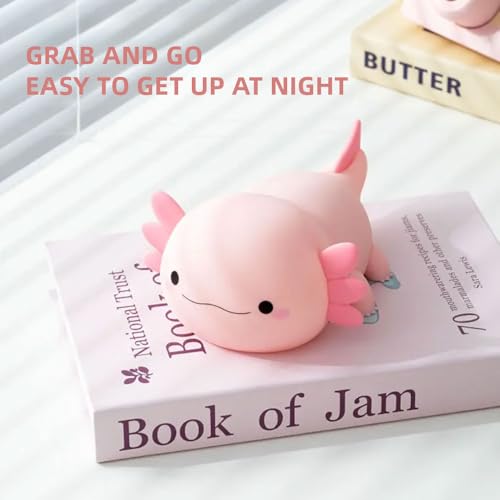 Image of IFTHFOUR Axolotl Night Light - Cute Rechargeable Dimmable Silicone Lamp, Kawaii Room Decor for Kids Girls Boys