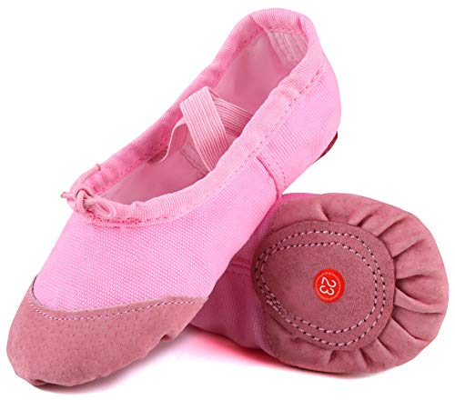 image for LONSOEN Ballet Slipper Shoes Split-Sole Dance Flat for Girls (Toddler/