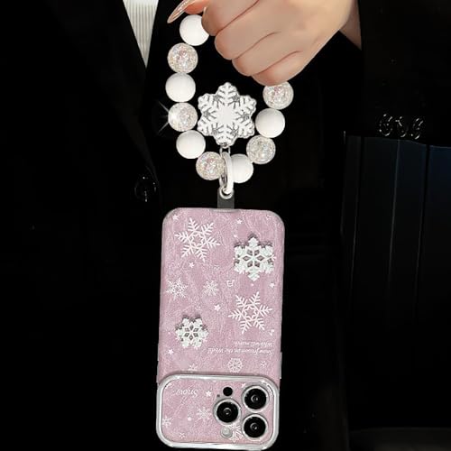 Coque violette pour iPhone 16 Pro Max au motif de neige 3D - 4