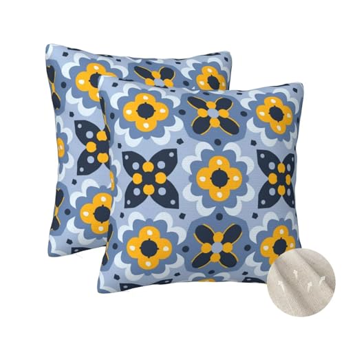 Housses de coussin bleu 40x40 cm avec motifs fleurs, une idée cadeau maison