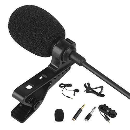 Lavalier Lapel Microphone Kit - Clip on Omnidirectional Lav Mic for iPhone, Ipad, DSLR, Camcorder, Zoom, PC, MacBook, Android, Smartphones,Lapel Mic for YouTube, Streaming, Video Recording