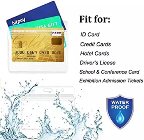 ID Cards with Lanyard, 50 Pack U-Excel Horizontal Waterproof Name Badges Holder ID Badge Name Tag Holder Plastic Lanyards for Id Badges with Swivel Hook for Teacher Nurse Volunteer Student.