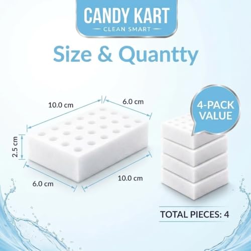 Image of Magic Eraser | Pack of 4 | Scratch Free, Chemical Free, Multisurface Cleaner | Remove 100+ Stains from Walls, Shoes, Furniture, Switch Board & Kitchen | Tough on Stains & Gentle on Surface