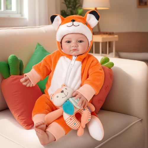 Muñeca Baby BABESIDE 38 cm cuerpo suave en disfraz de zorro miniatura 2