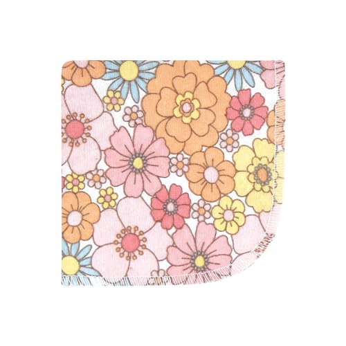 Image of Hudson Baby Unisex Baby Flannel Cotton Poly Washcloths, Peace Love Flowers 12 Pack, One Size